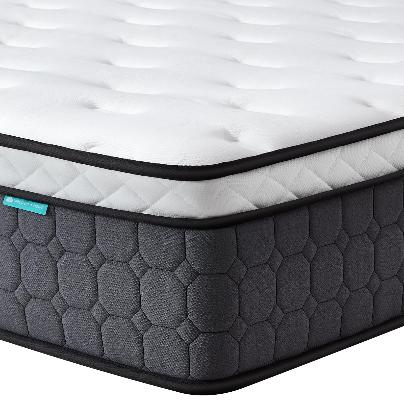 Double Mattresses 4FT6, 12 Inch Hybrid Mattress with Memory Foam and Individual Pocket Springs, Double Bed Mattress with Cooling Fabric & Pressure Relief, Medium Firm Mattresses in a Box, 135x190x30cm
