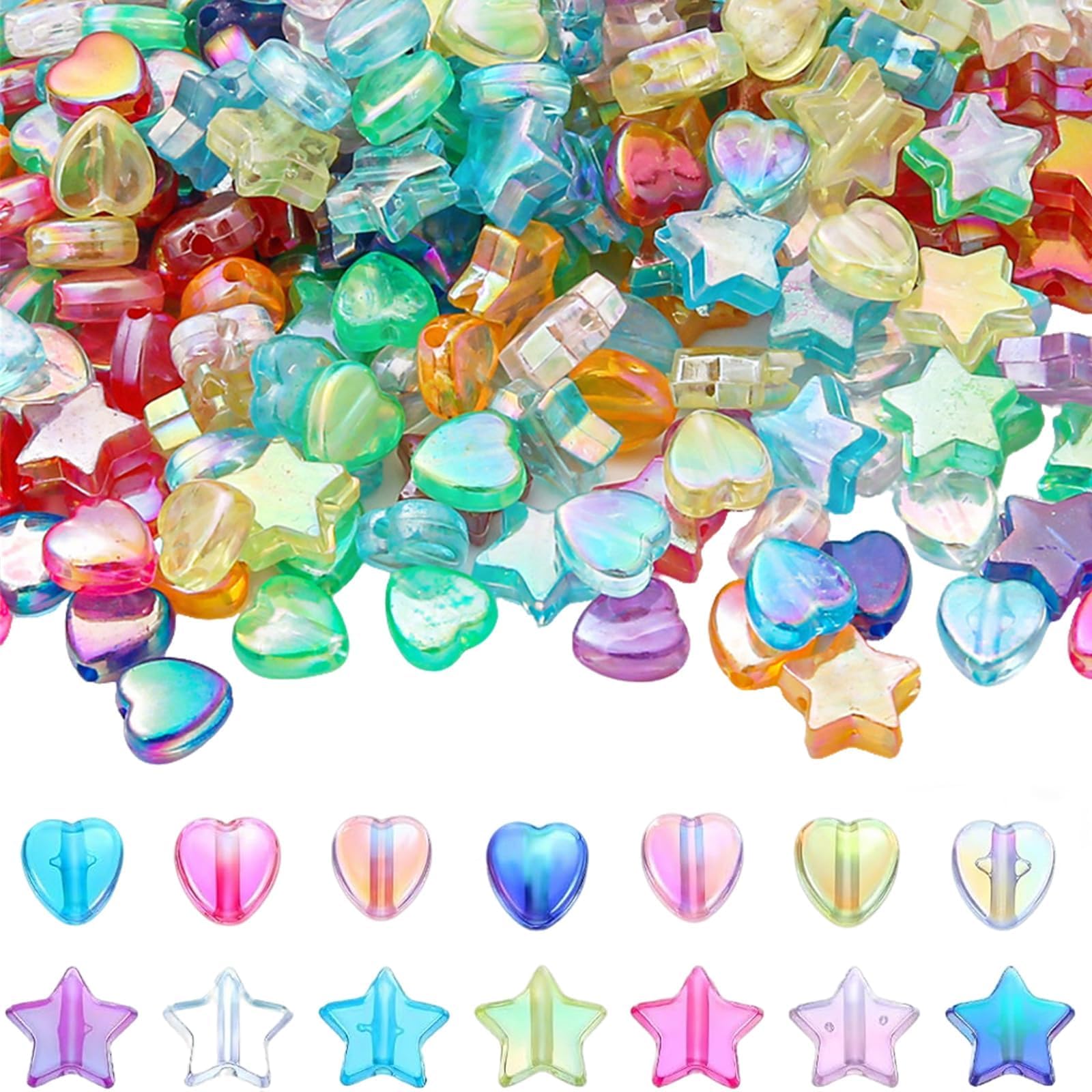 600Pcs Star Beads, Beads for Bracelet Making Acrylic Bead Set 10 mm