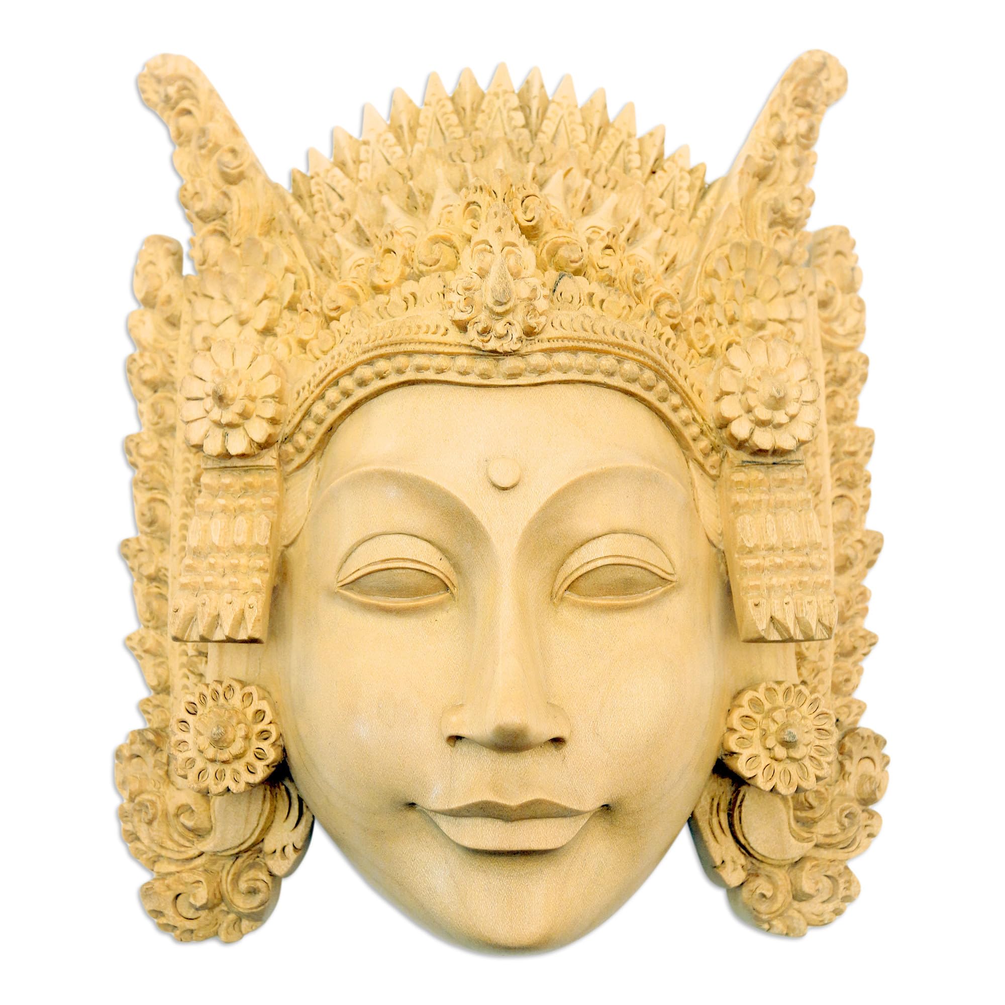 NOVICA Decorative Wood Mask, Beige