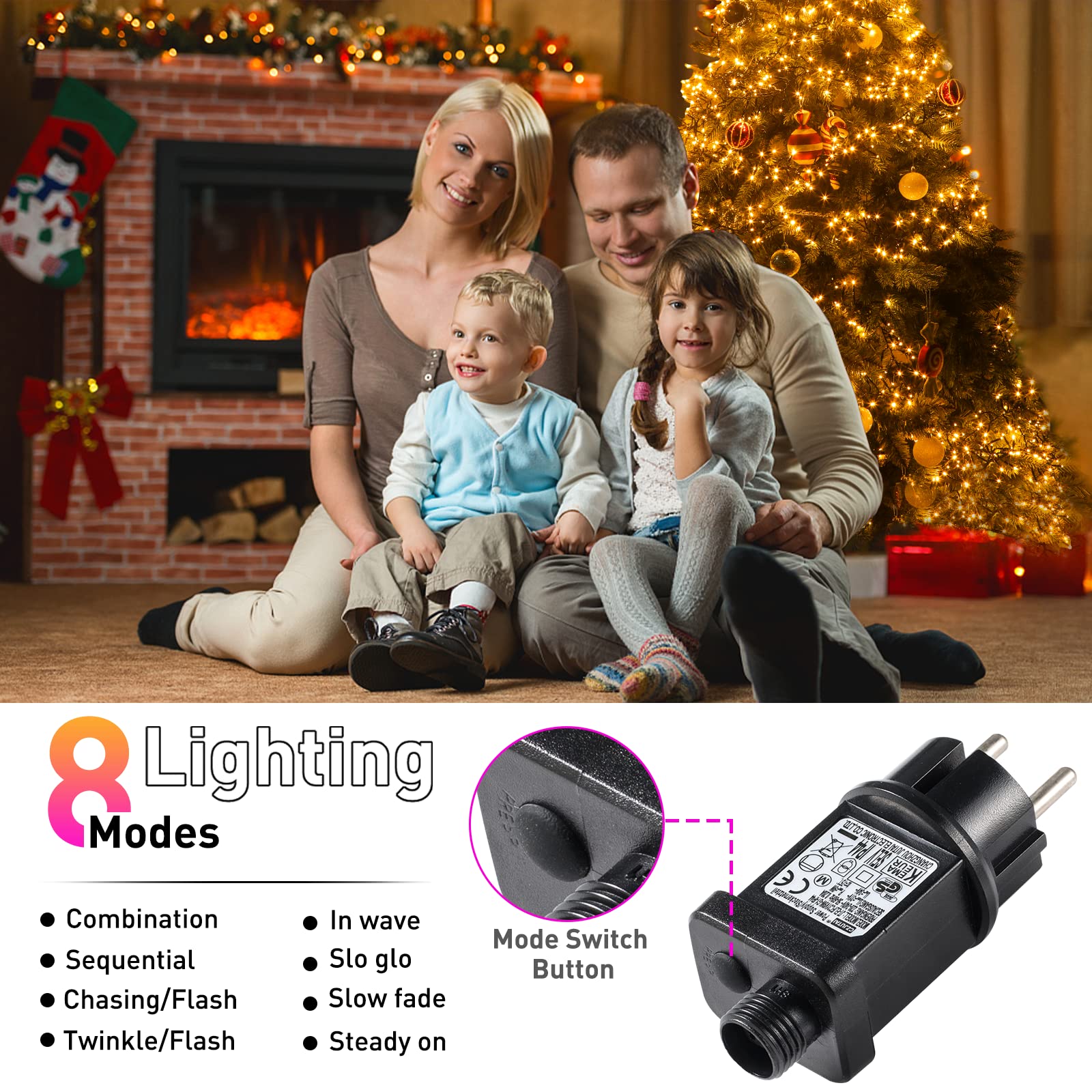 GlobaLink Lichterkette Außen 10m 1000LED Cluster Lichterkette warmweiß, Weihnachtsbeleuchtung außen Strom Lichterkette Weihnachtsbaum 8 Modi Weihnachtsdeko für Innen Neujahr Party Hotel Garten