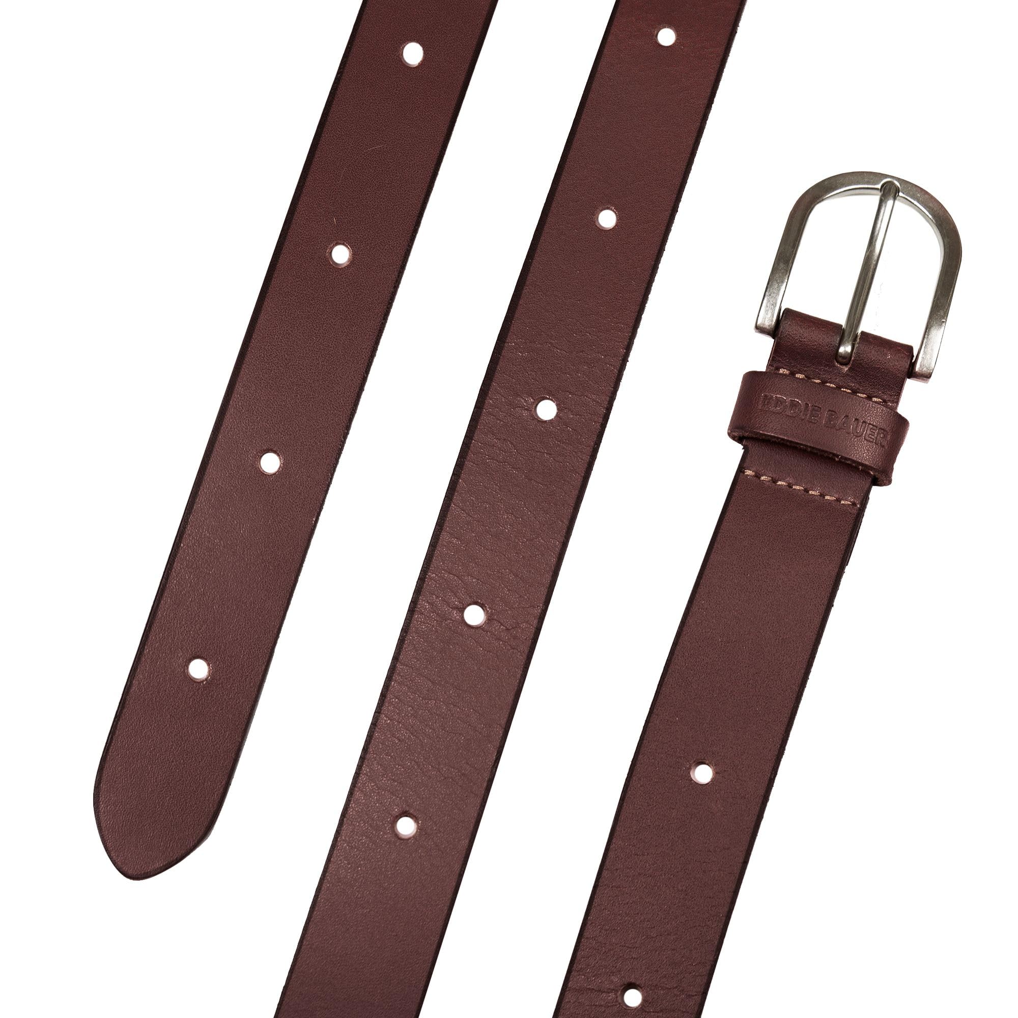 Eddie Bauer Ceinture Fin-Cuir véritable avec Trous pour Dents pour Ajustement personnalisé-Marron, Femme