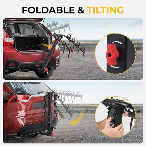 Miniatura 4 de BougeRV Soporte de bicicleta mejorado 2.0 con doble bloqueo para SUV camión, capacidad de 165 libras, soporte para bicicletas de 234 con receptor de