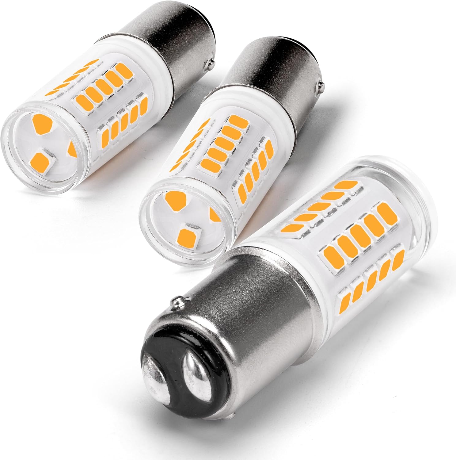 12 Volt 1142 1176 1076 1004 BA15D LED Bulbs Warm White 2700K 5 Watts AC10-24 Volt DC10-30 Volt Replacement Car RV Camper Marine Boat Trailer Interior Lights, DC Bayonet Double Contact Base, 3 Pack