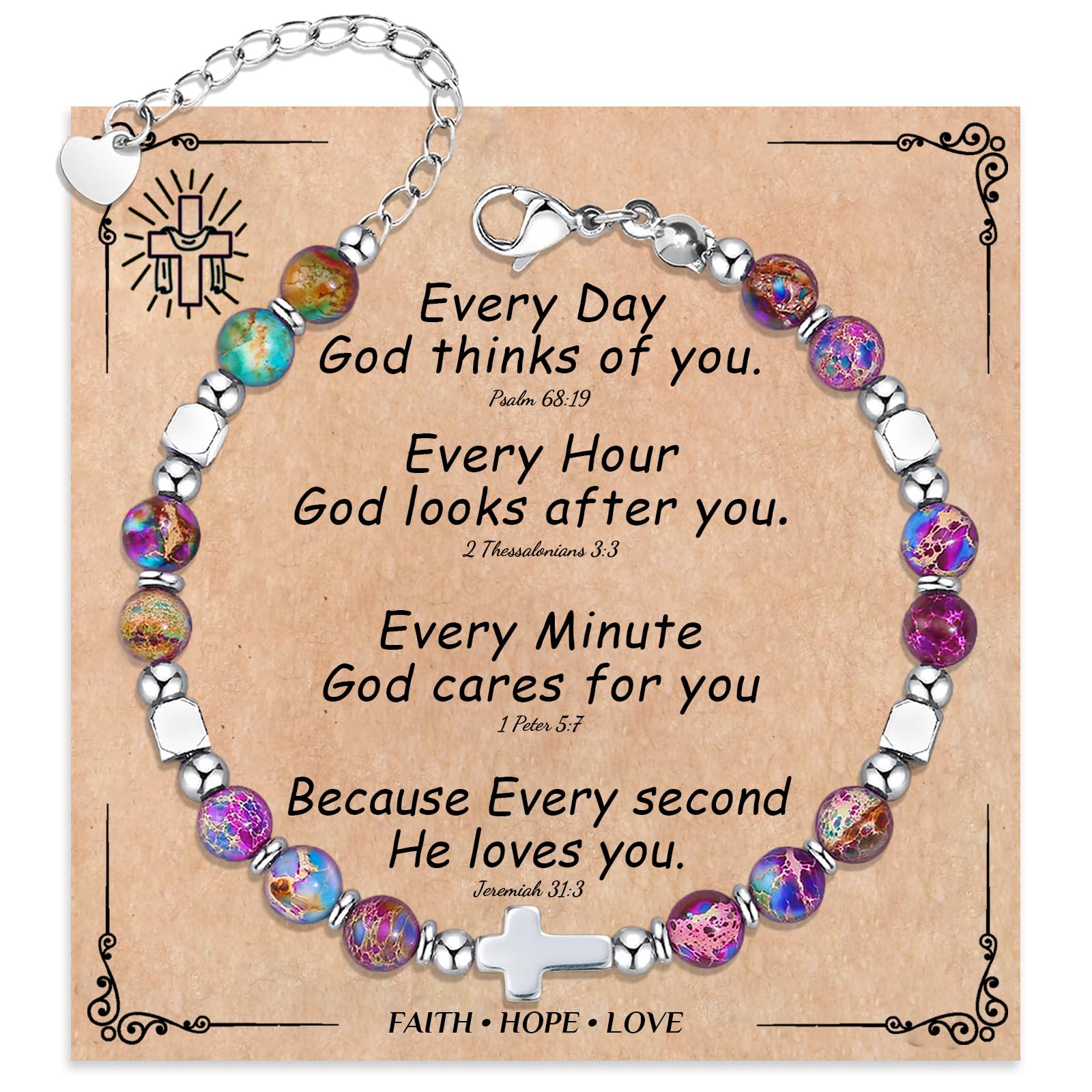 Cross Bracelet for Women Girls, Christian Gifts for Daughter Granddaughter Sister In Christ Friend Niece, Baptism Confirmation First Communion Gifts for Girls
