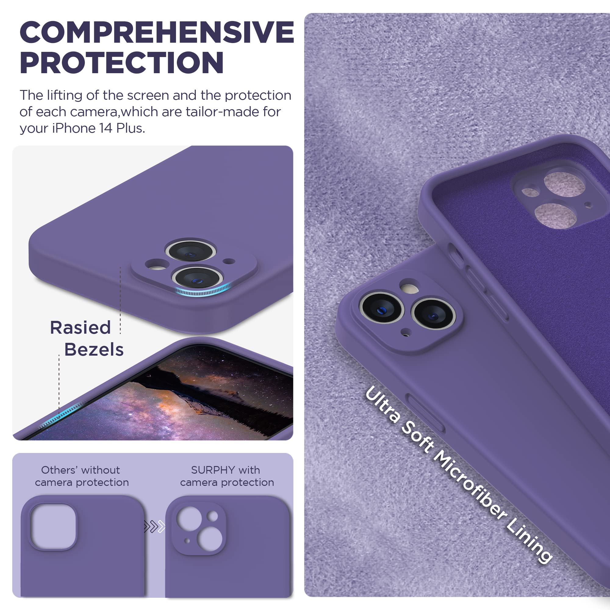 Amazon.co.jp: SURPHY iPhone14 plusケース シリコン,フィルム付き 6.7 
