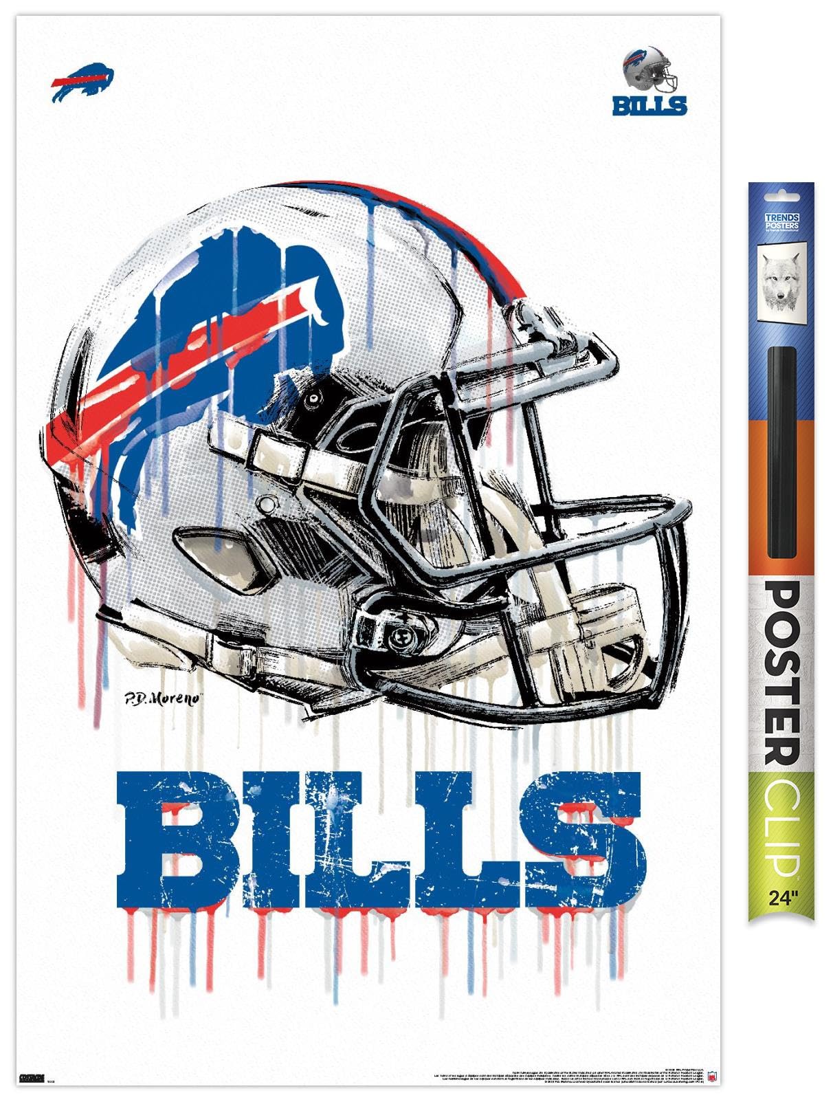 Trends International NFL Buffalo Bills - Drip Helmet 20 Wall Poster, 22.375" x 34", Premium Poster & Clip Bundle