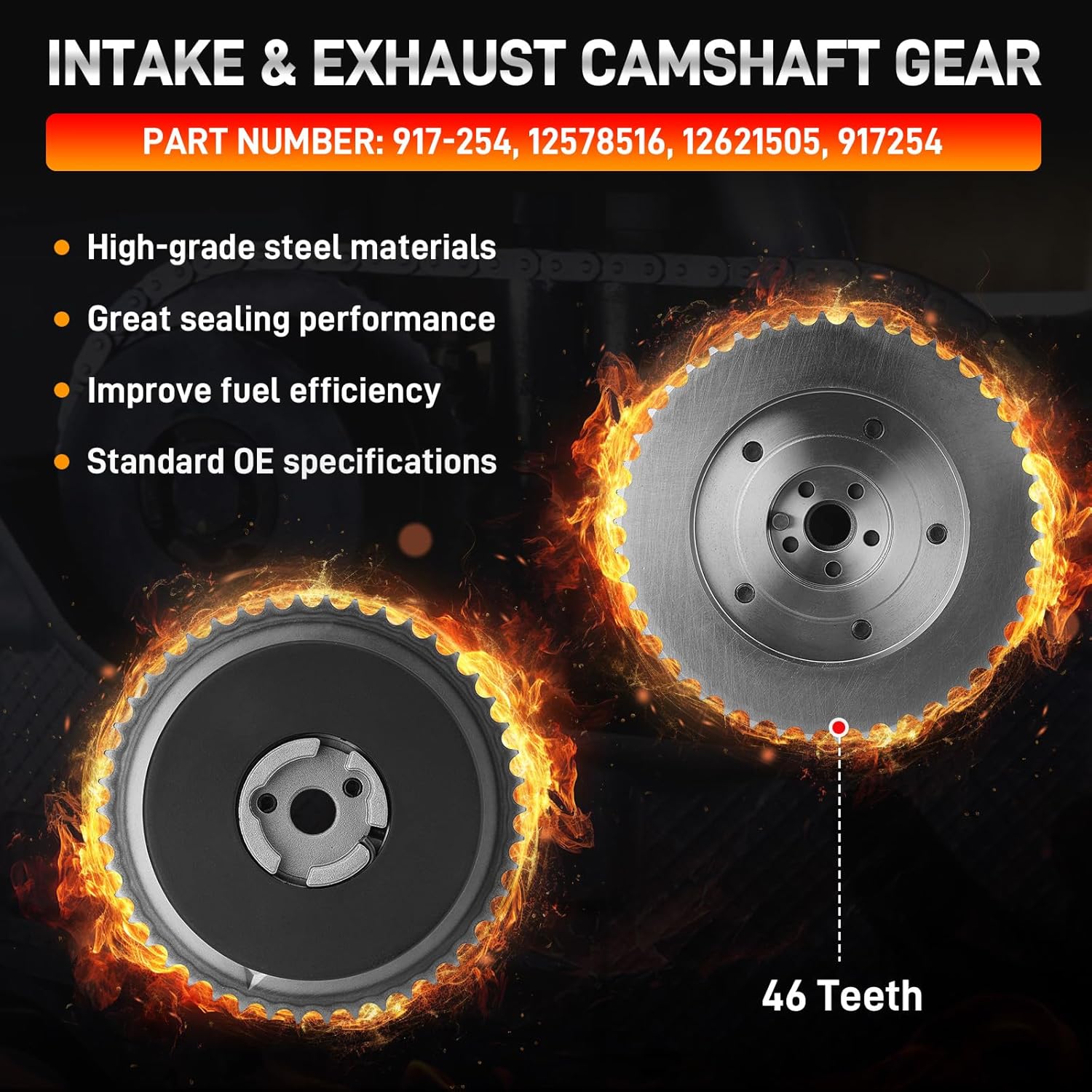 Engine Timing Intake Exhaust Camshaft Sprocket Cam Phaser VVT Gear with Solenoid Compatible with Buick Verano Chevy Equinox Malibu GMC Terrain Pontiac G5 2006-2017 2.2L 2.4L Replace# 917-254 12578516