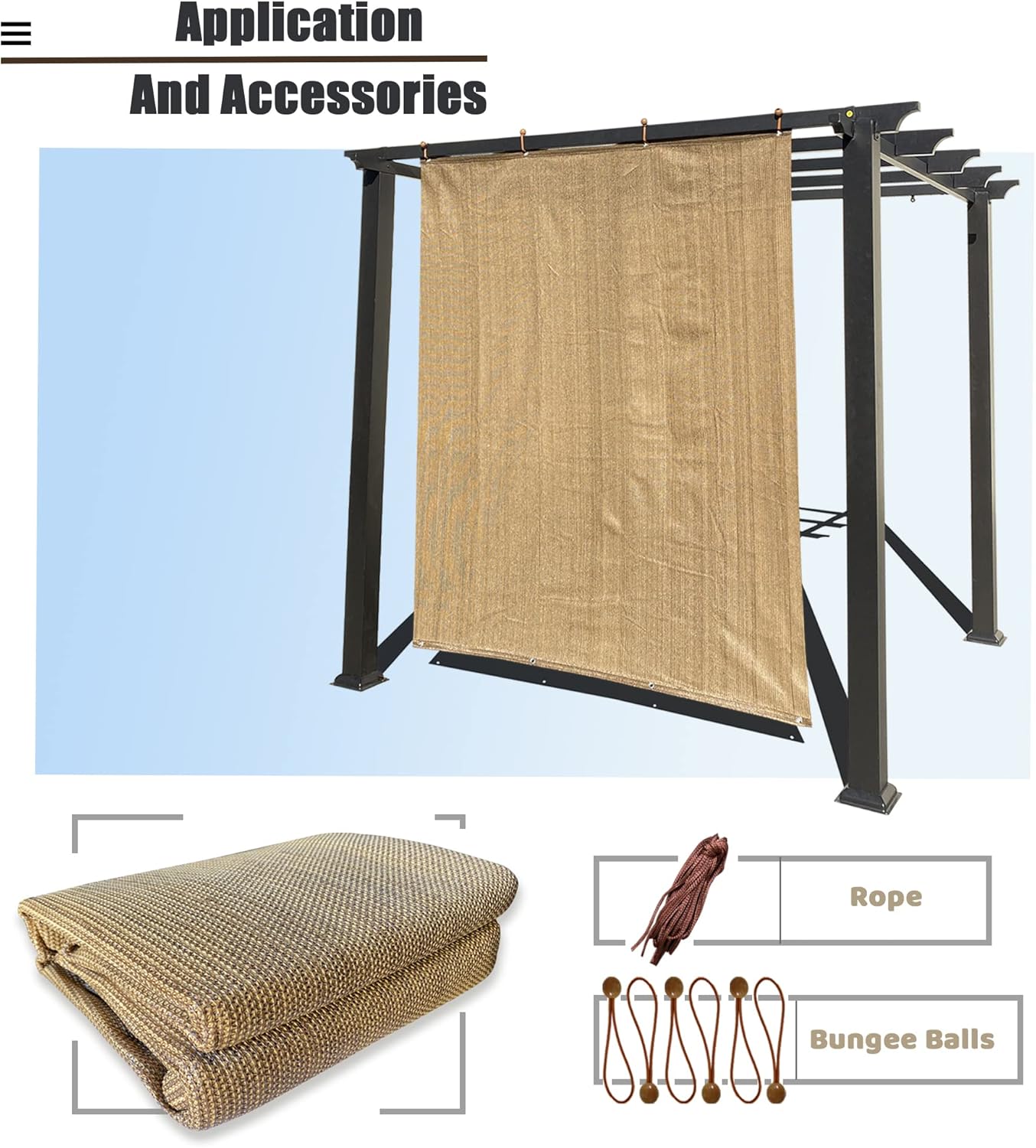 Alion Home Sun Shade Privacy Panel with Grommets on 2 Sides for Patio, Awning, Window, Pergola,Veranda or Gazebo (8' x 8', Walnut)
