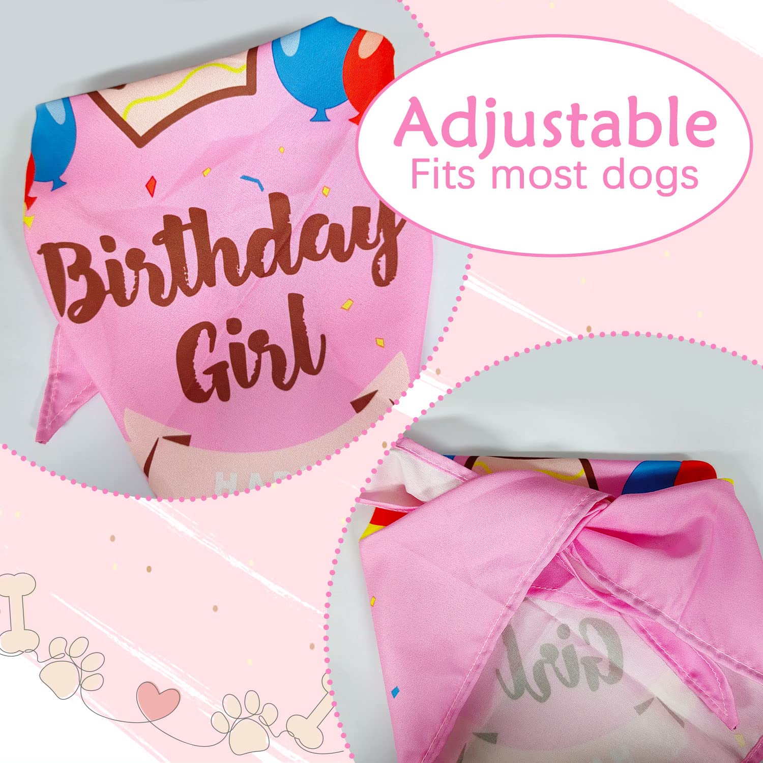 Hondenverjaardag, bandana, hoed, sjaal set, hond verjaardag party accessoires, honden bandana jongens meisjes puppy verjaardag hoed sjaal klassiek geruit design voor honden (roze