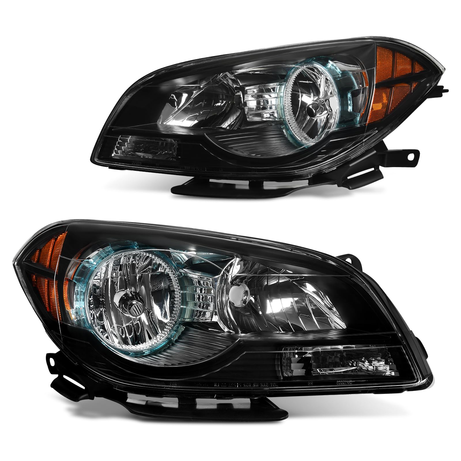 DWVO Headlight Assembly Compatible with 08 09 10 11 12 2008 2009 2010 2011 2012 Chevy Malibu 2008-2012 08-12 Replacement Headlamp Black Housing Left and Right SetRecycled Claim Standard Blended