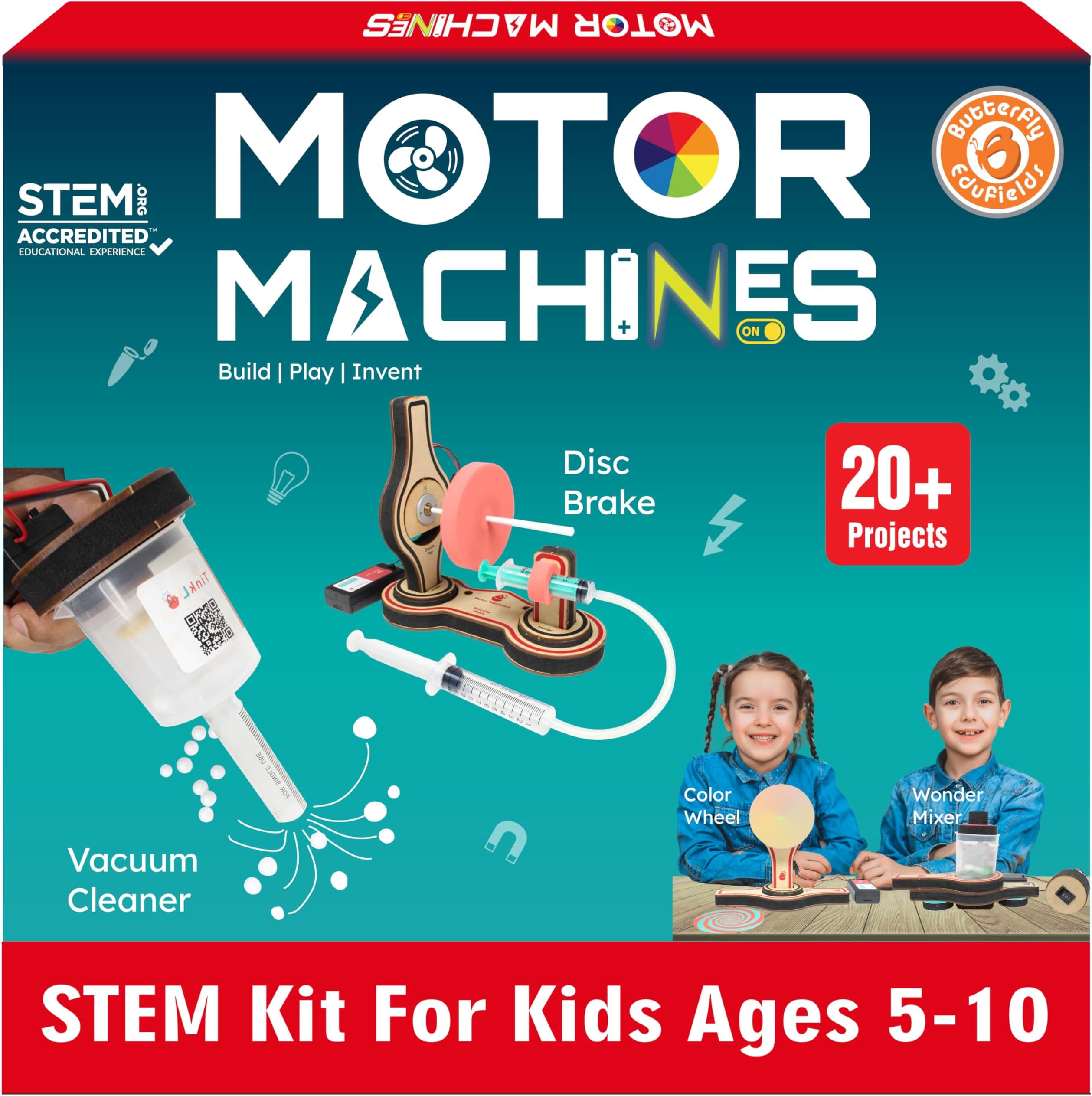 Butterfly EduFields 20+ Motor Machines Science Experiment Kits Toys for Boys Girls Age 5+ | Tinker Lab Electronic Building Construction STEM Educational Activity Toys
