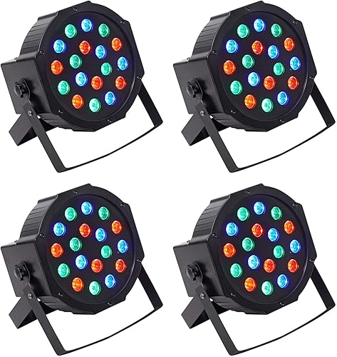 (4) Rockville RockPAR50 LED RGB Compact Par Can DJClub DMX Wash Light+Dual Bracket