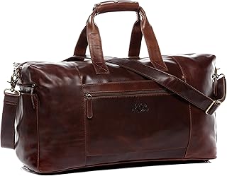 borsa viaggio tracolla vera pelle vintage BRISTOL SIDE grande XL borsone bagaglio a mano sportiva 50 l duffle bag weekend uomo donna cuoio marrone