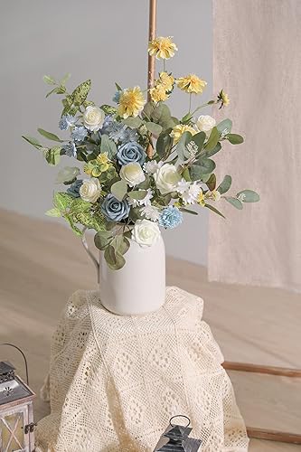 Miniatura 6 de Flores Artificiales Juego de Caja Combinada Color Degradado Flor Hoja con Tallos para Ramos de Boda DIY Centros de Mesa Baby Shower Fiesta