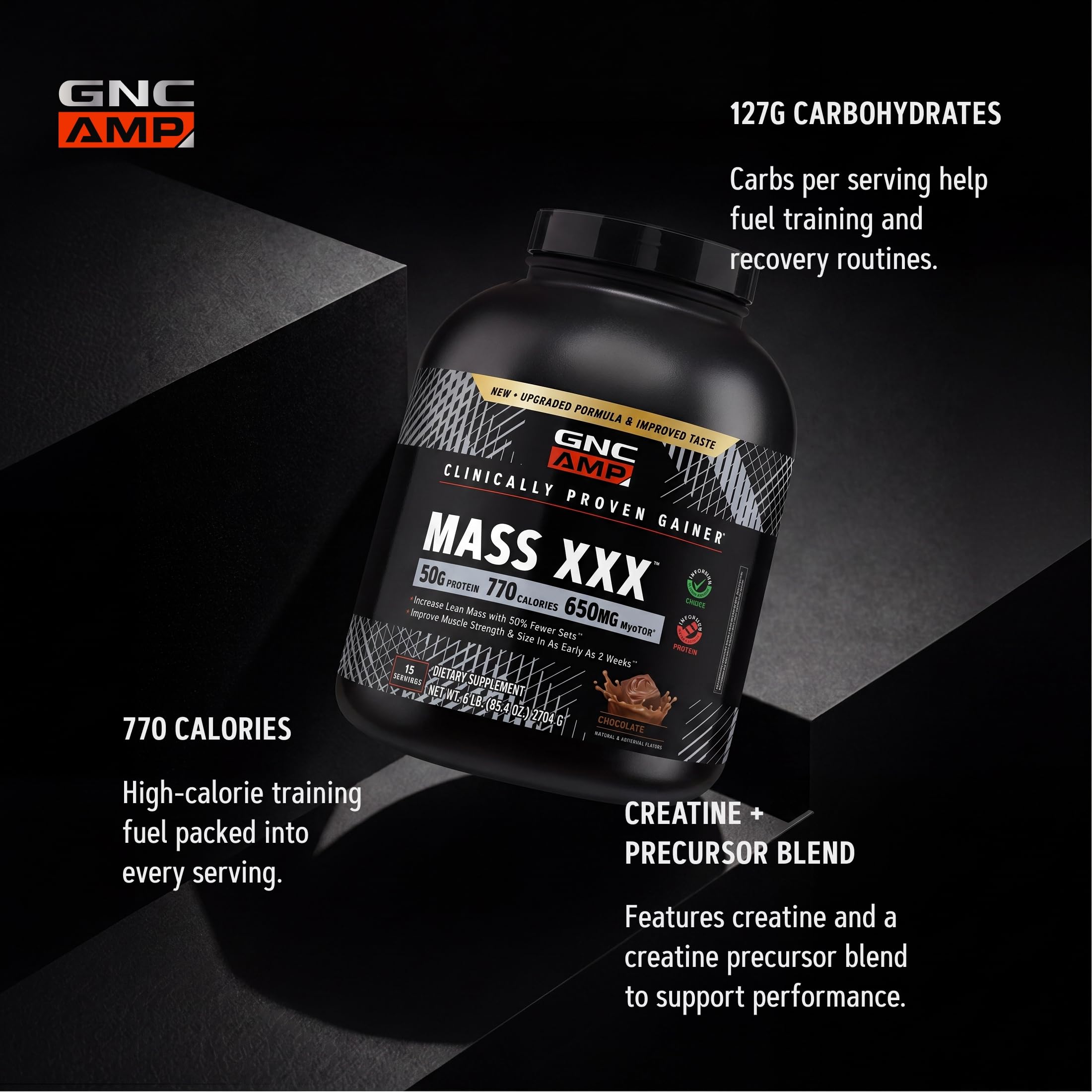 GNC AMP Mass XXX with MyoTOR, Chocolate, 96.3 oz, 13 Servings — Amazon image 5