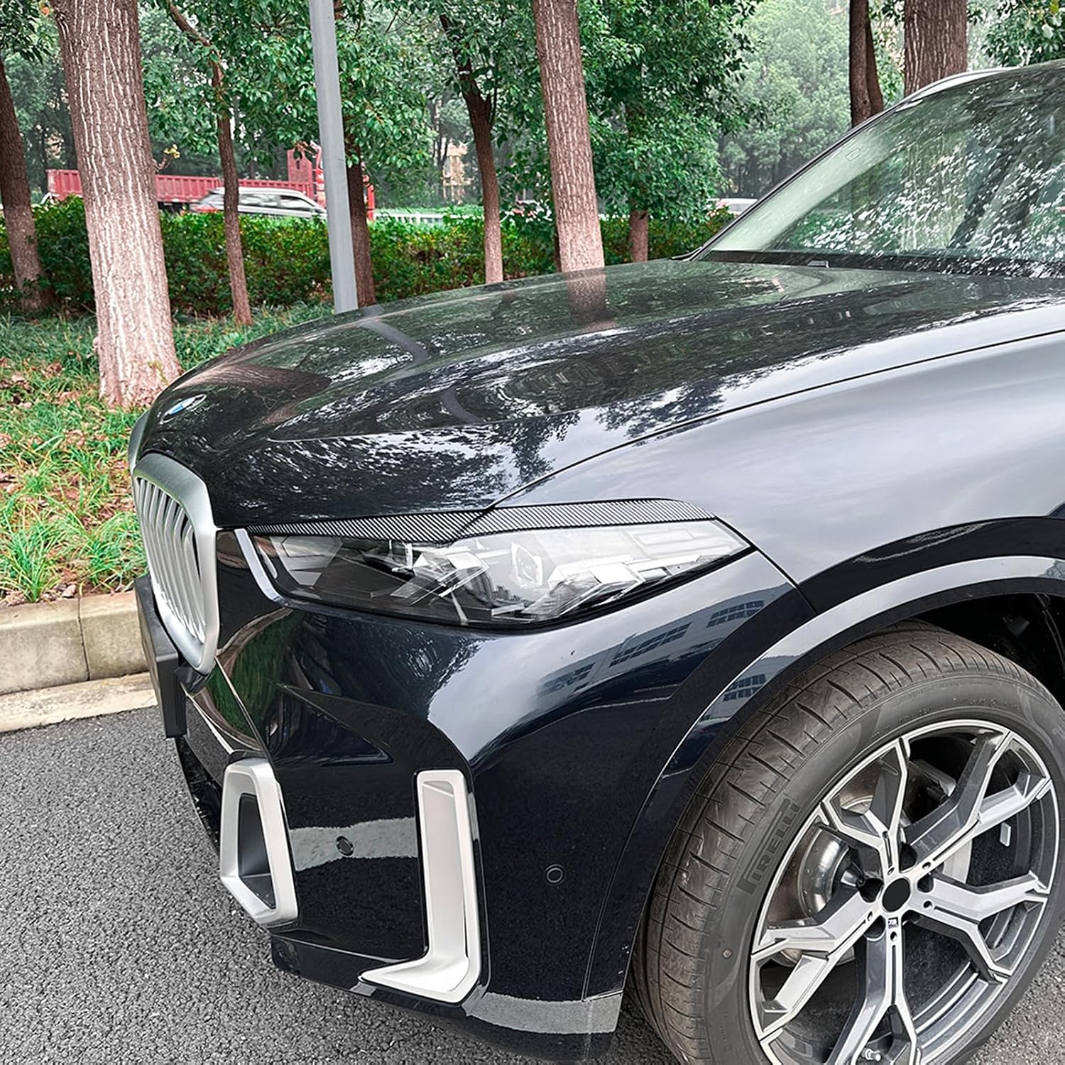 Front Headlight Eyelid Trim For BMW X5 X6 G05 G06 LCI 2023-2025 Black
