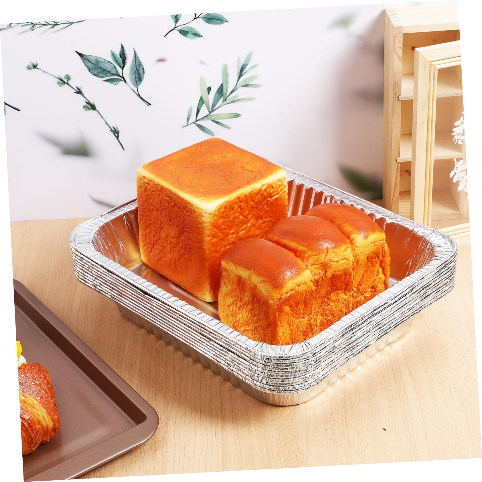 Paquete de 10 Bandejas de Aluminio de Profundidad para Hornear y Cocinar Alimentos, Desechables y Fáciles de Usar para Calentar y Almacenar Comida
