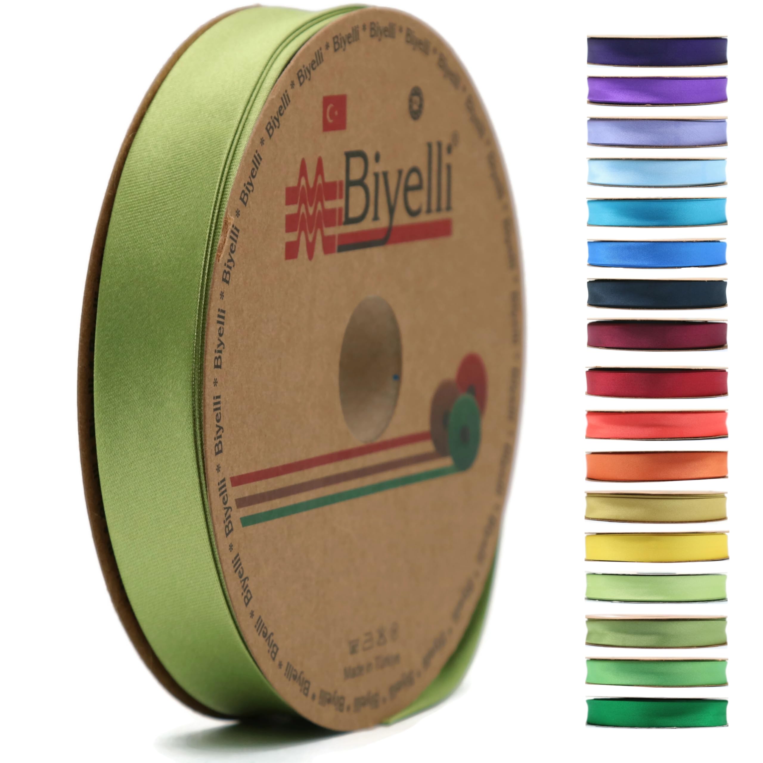 Cinta al bies de satén plegable, más de 99 colores, 3/4 pulgadas de ancho, 27 yardas, cinta de satén plegable para coser ropa, bricolaje (17 verde salvia)