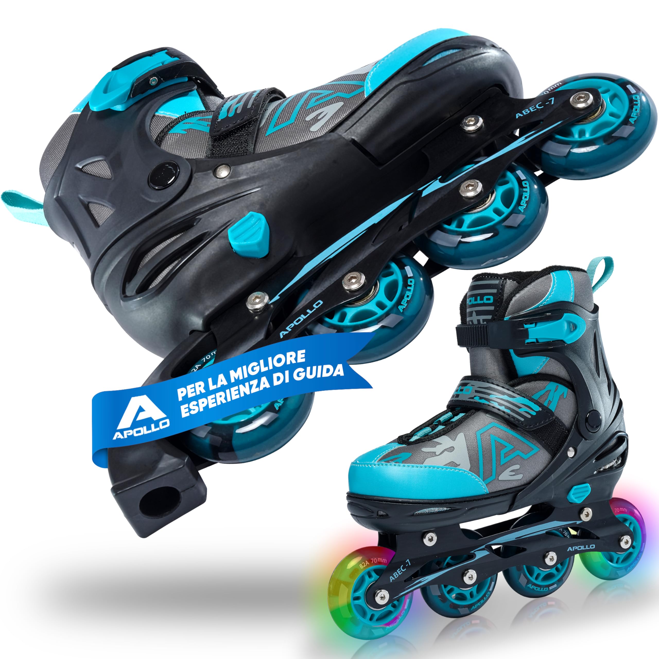 Pattini in linea Apollo Champion regolabili taglia 31-42 per bambini e adulti