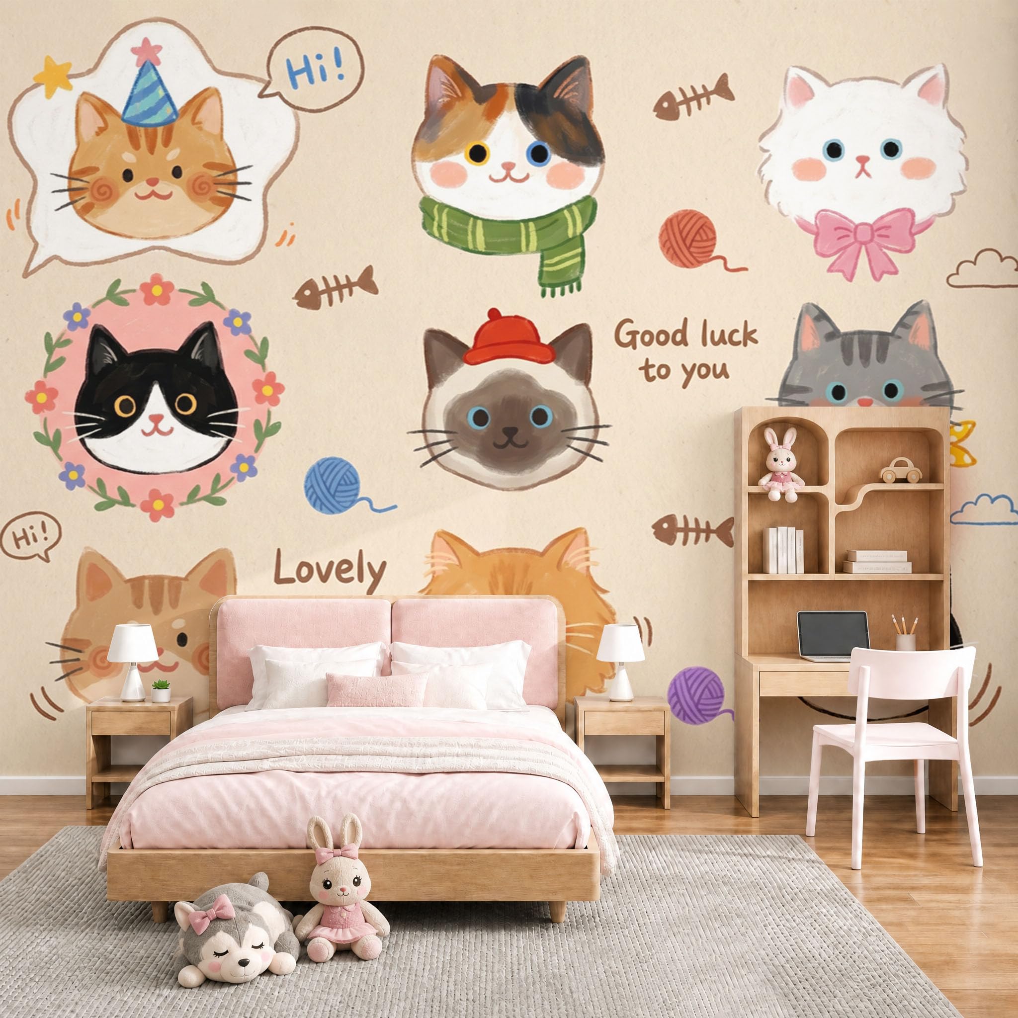 Papier Peint Toile de Soie Panoramique Chat Visage 3D Finition Premium