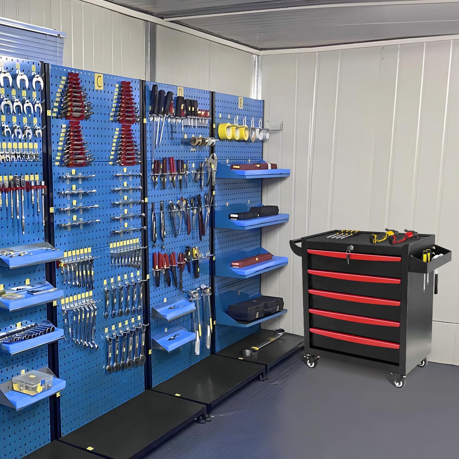 MHEOMTME 7段引き出しツールキャビネット キャスター付き キャスター