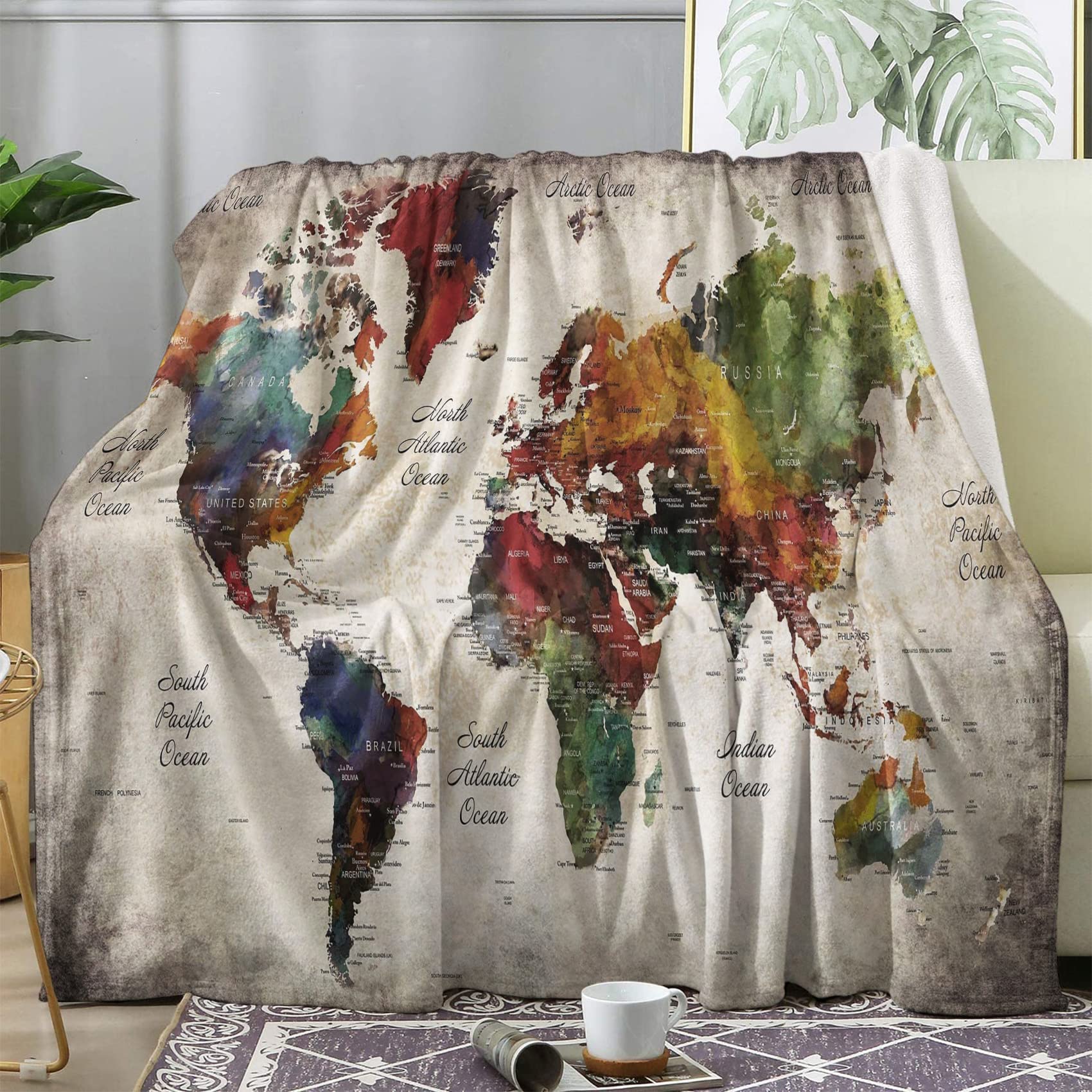 Couverture polaire 200x200 chaude en flanelle peluche pour grand canapé d'hiver