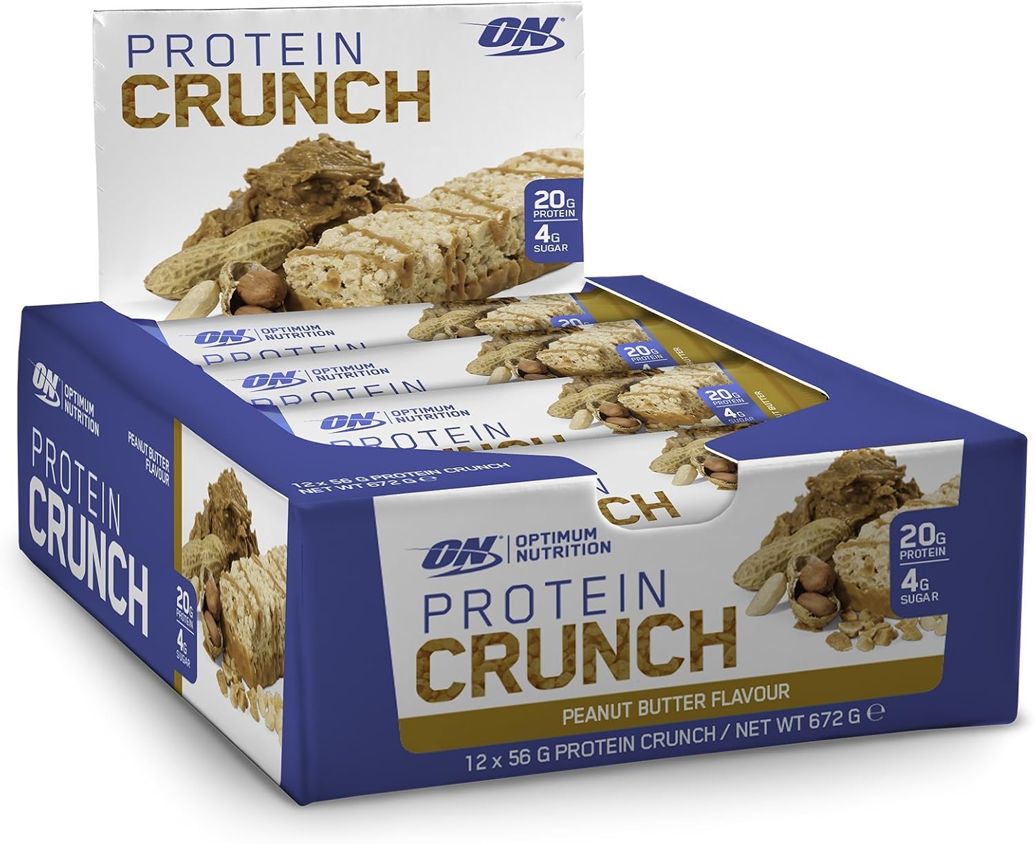OPTIMUM NUTRITION Protein Crunch Bars Peanut Butter Box of 12 Protein
