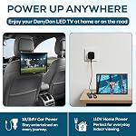 Téléviseur portable 16 po 12V/24V (HD 1366×768) avec batterie intégrée (jusqu'à 6H) – Tuner numérique ATSC, sans Wi-Fi/sans Internet nécessaire, HDMI/USB/AV, comprend adaptateur AC 110V + antenne, DenyDan