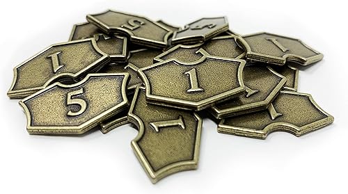 Miniatura 1 de Citadel Black MTG - Juego de 20 fichas de metal para lealtad, con bolsa de cordón de terciopelo, fichas de metal con acabado dorado antiguo, Magic