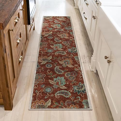 Miniatura 57 de Morebes Alfombras florales para puerta de entrada interior, alfombra pequeña de 2 x 3 pulgadas, antideslizante, alfombras de cachemira lavables