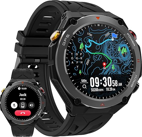 Reloj inteligente militar con rastreador GPS, presión/altitud/brújula, reloj inteligente resistente con batería de 90 días, 1 ATM impermeable