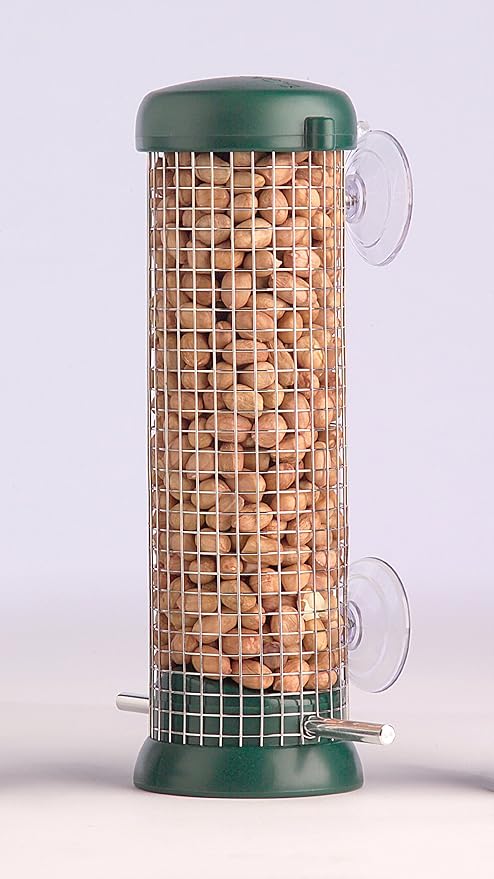 Nußfütterer, Fensterfütterer, Vogelhaus fürs Fenster, 22 cm, GRÜN