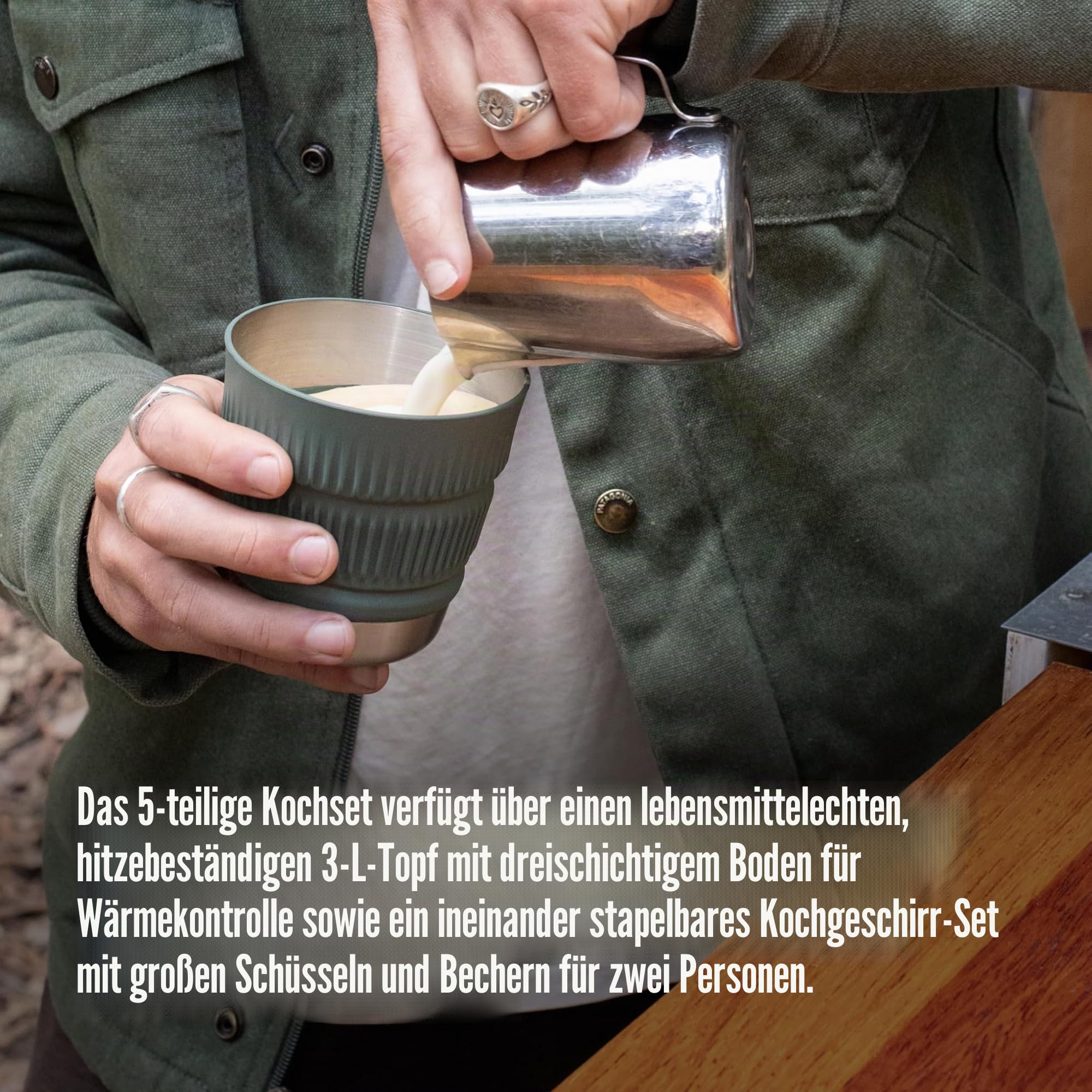 Sea to Summit Detour Stainless Steel One Pot Cook Set 2P 5-teilig - Kochset green-grey