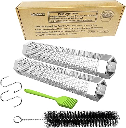 Vista 7 de Tubo de humo para ahumador de pellets de 12 pulgadas, tubo de ahumador de 5 horas de humo en caliente/frío, tubo de fumar, para añadir sabor ahumado