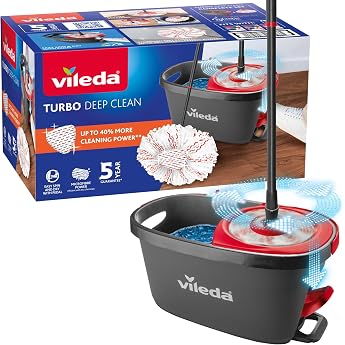 Vileda Turbo 3-in-1 complete set, mop with telescopic handle and 360&deg; joint, handle length: 85 - 130 cm. / 33.46 - 51.18 inch