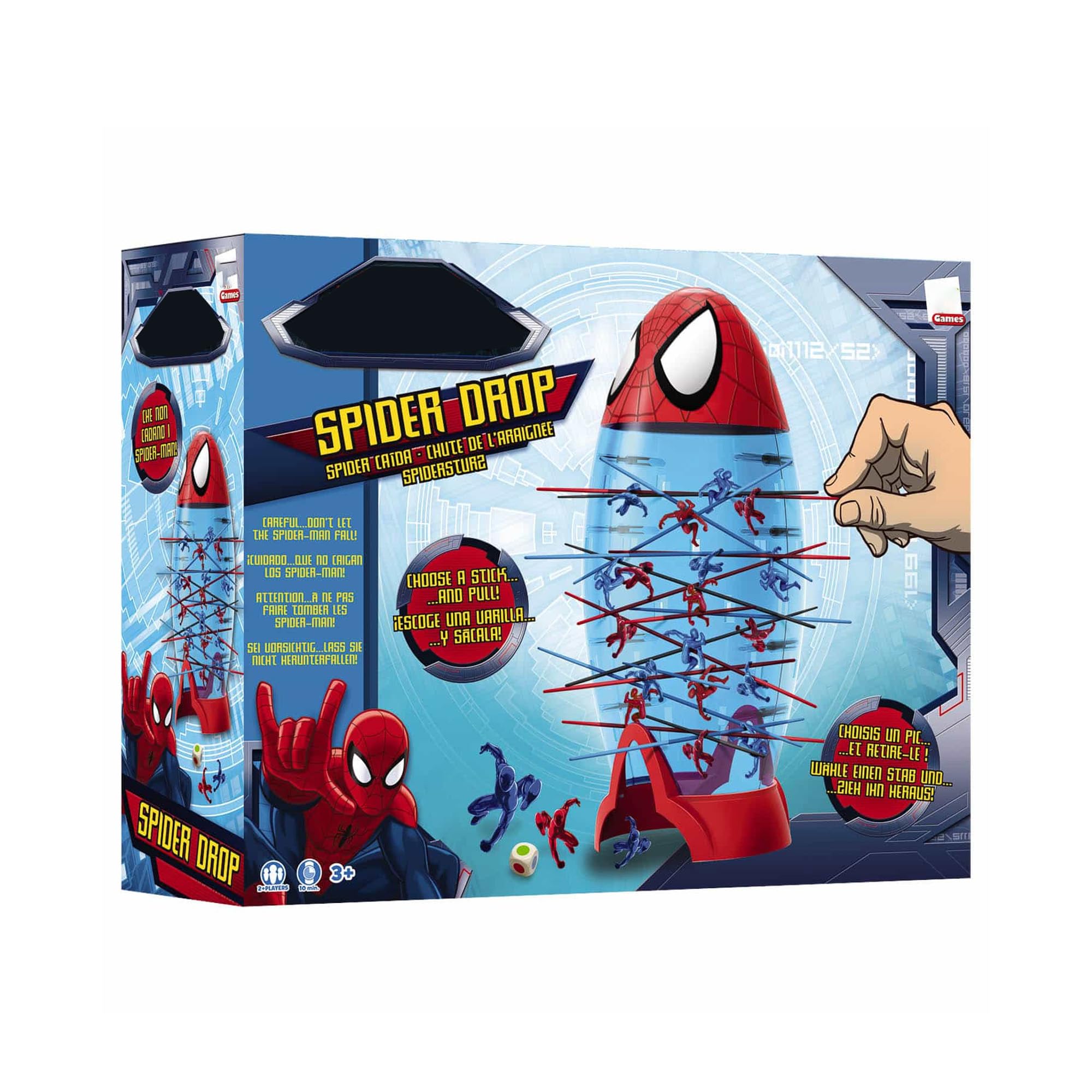 BONAFIDE Spider Man Spider Drop Game For Kids – Spiderman Action Figure Skill Challenge Toy – Family Party Game With Tower Sticks And Dice For Accuracy Fun
