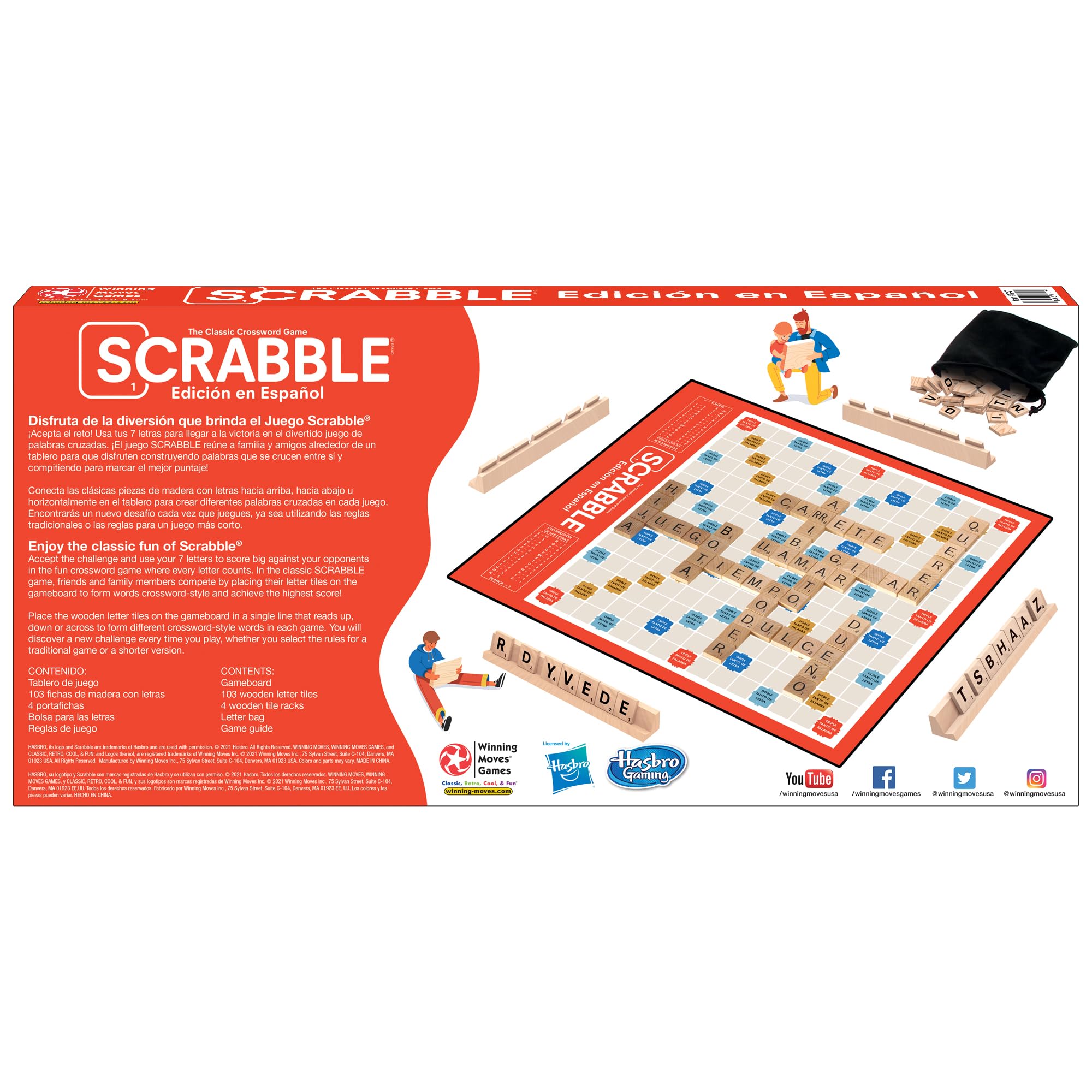 Scrabble Edición En Español – Gioco Da Tavolo In Spagnolo, 103 Tessere In Legno Con LL, RR E Ñ, Per 2-4 Giocatori, Età 8+