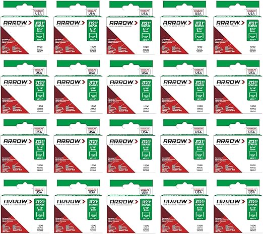 Arrow 5/16" PK1000 Staples for JT21, JT21CM, JT27 Staple Guns, Silver, 0.03 ga, 5/16" Leg Length