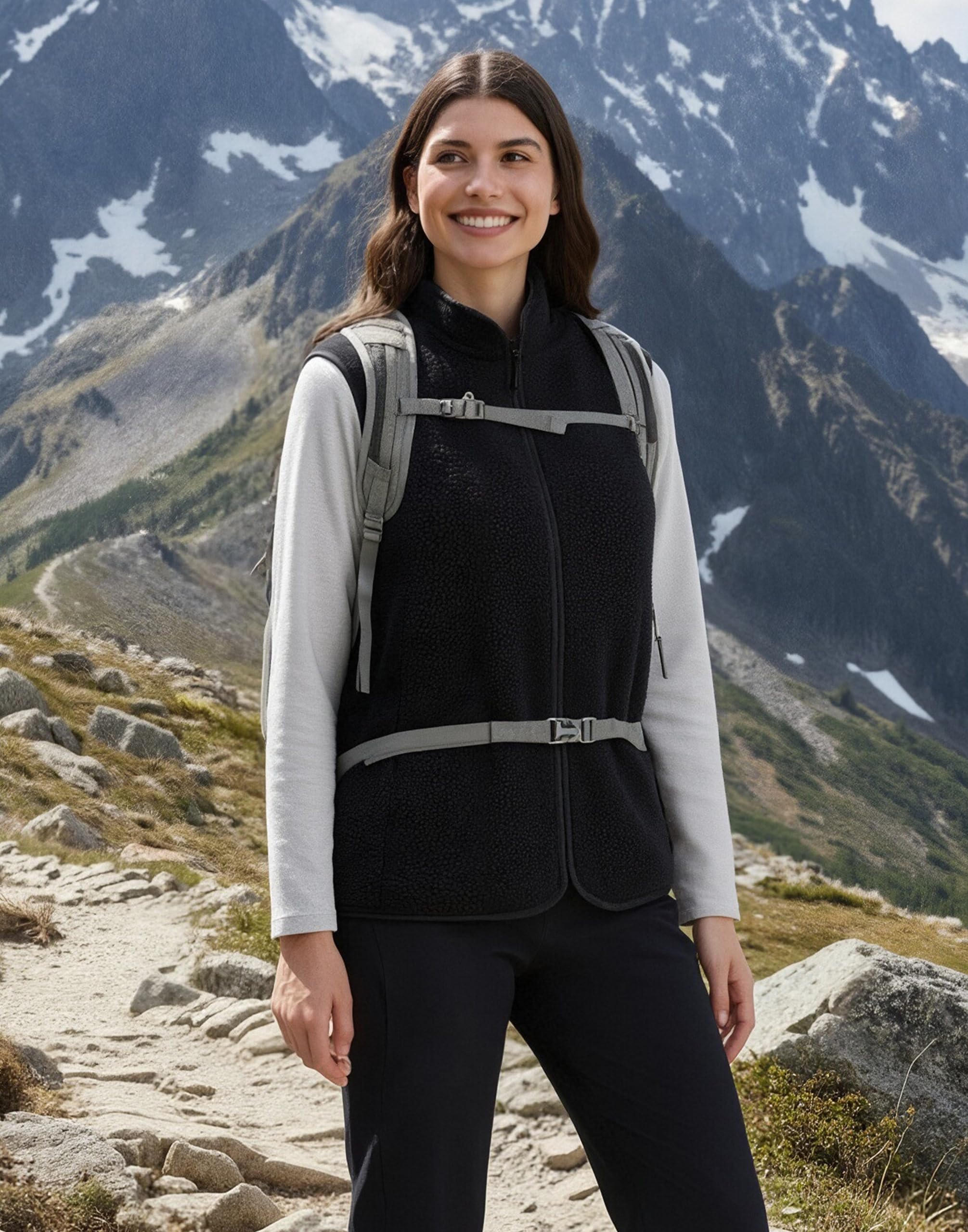 Pioneer Camp Damen Fleeceweste Ärmellos – Superwarme Teddyfell-Weste mit Stehkragen & Reißverschluss für Herbst, Wandern, Ski