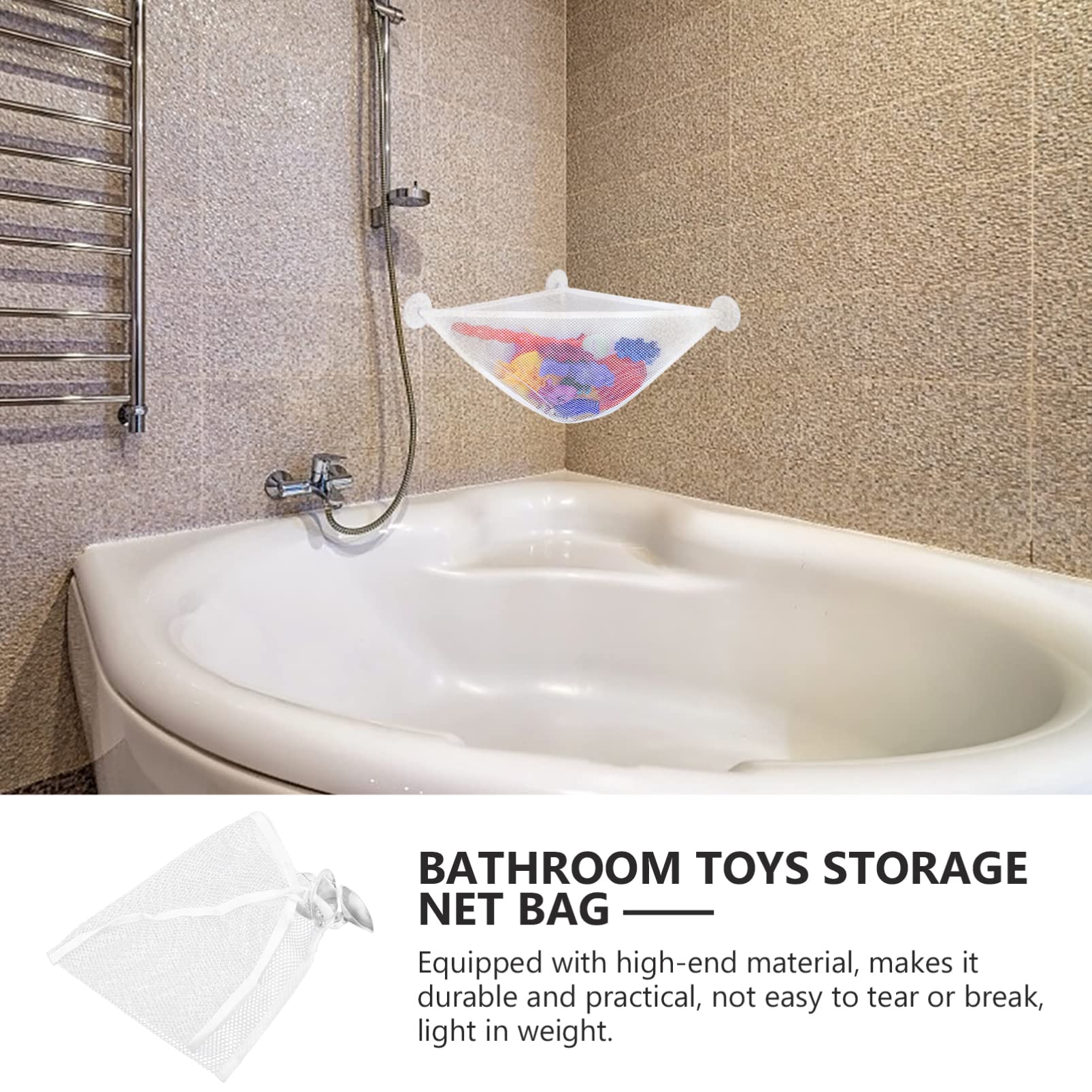 STOBAZA 5pezzi Organizer Giocattoli Bagno Con Ventose Borsa Rete Traspirante Per Giocattoli Da Bagno Contenitore Multiuso Per Doccia e Vasca Facile Accesso e Asciugatura Veloce Adatto Per