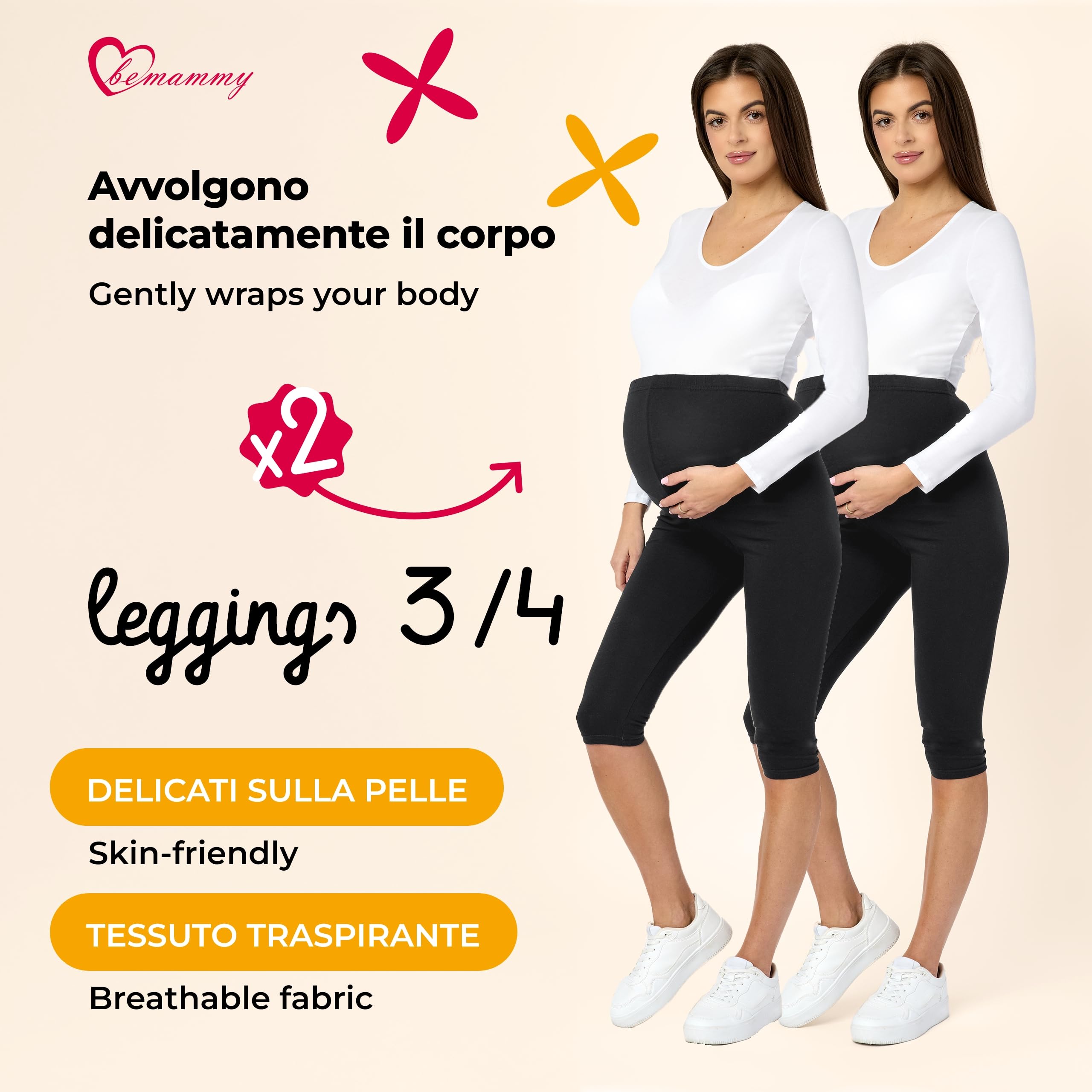 Be Mammy Leggings Premaman 3/4 2Pack BE20-229