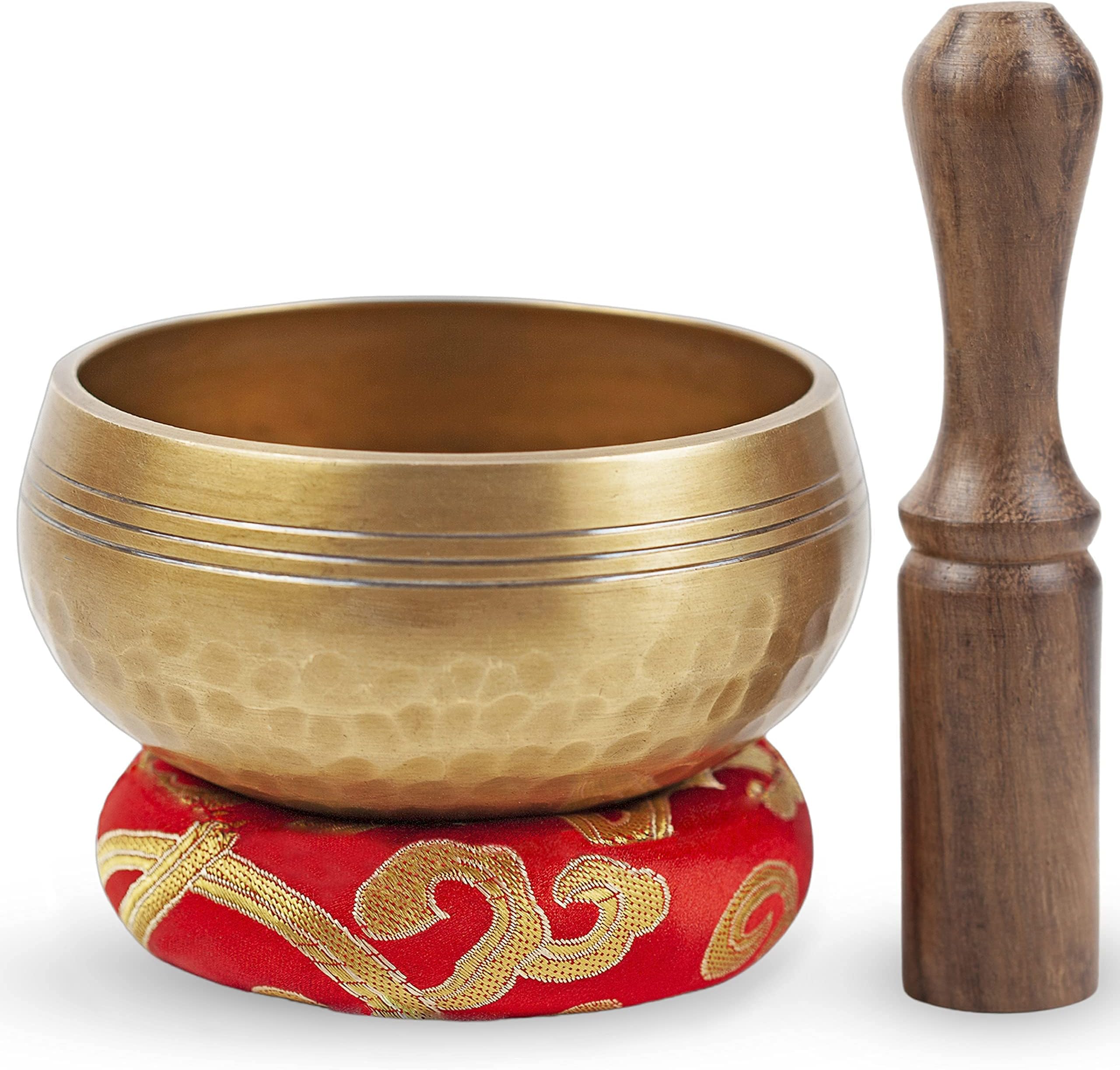 Himalayan Bazaar Tibetan Singing Bowl Set - Easy To Play for Beginners - Authentic Handcrafted Mindfulness Meditation Holistic Sound 7 Chakra Healing Gift by (3.5")