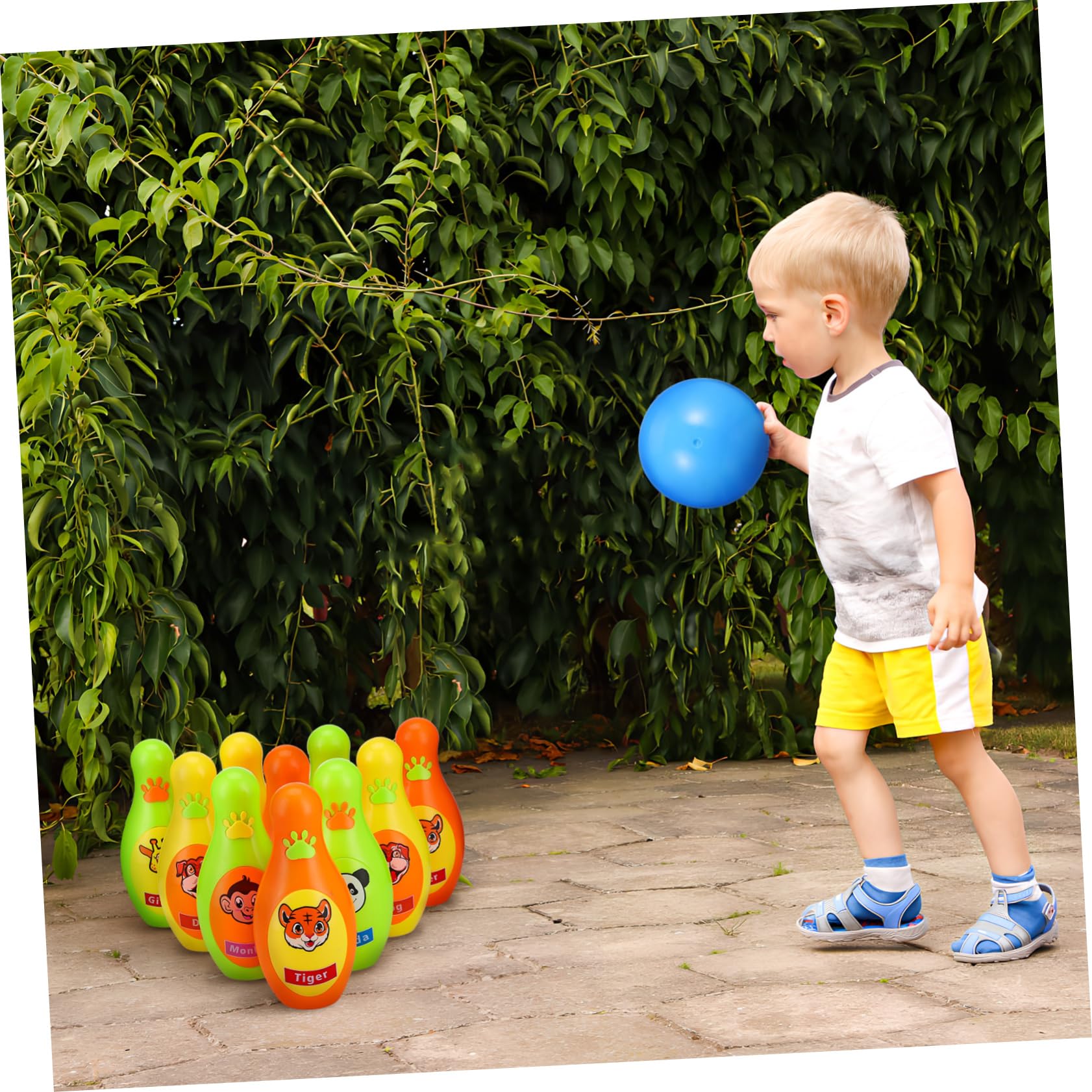 ibasenice Bowling in Plastica per Ragazzo per attività Indoor Ed Outdoor Facile da Montare e Adatto Famiglie e Gruppi