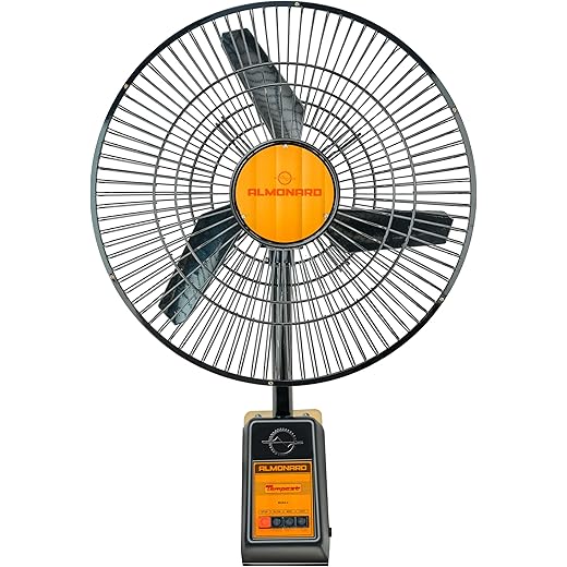 Almonard Mark-II Wall Fan, 18 Inch (450mm), Aluminium Die-Cast Blade, 3-Speed Control, Powerful Airflow, Adjustable Tilt, Black, Commercial Use - Black