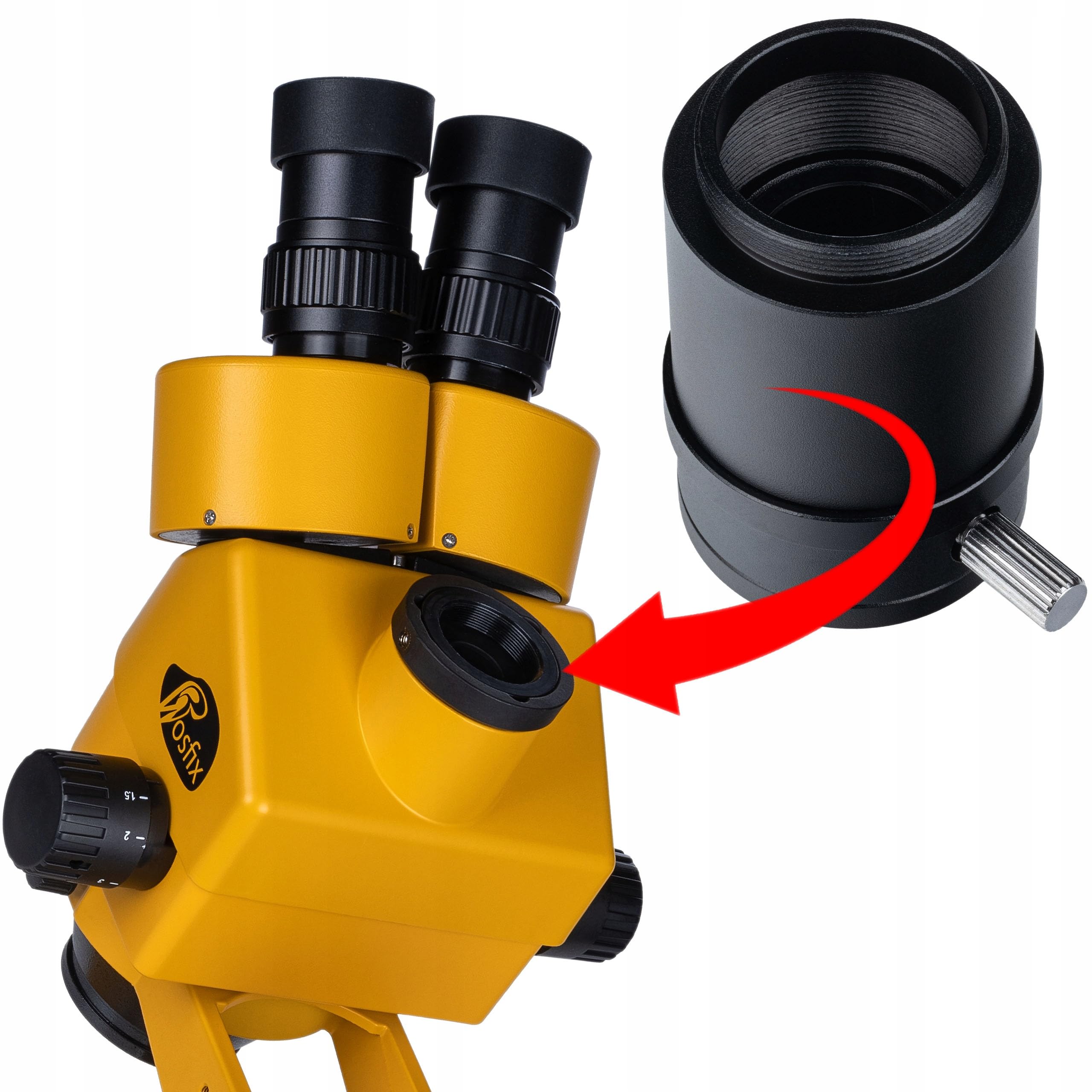 Trinocular Microscopio Rosfix Neptune Pro Orange Pro Set – Microscopio estéreo 7-45x con cámara USB-C 4K, lente 0,5X Barlow, anillo de luz LED 56 LED, montaje en brazo | Laboratorio de electrónica de