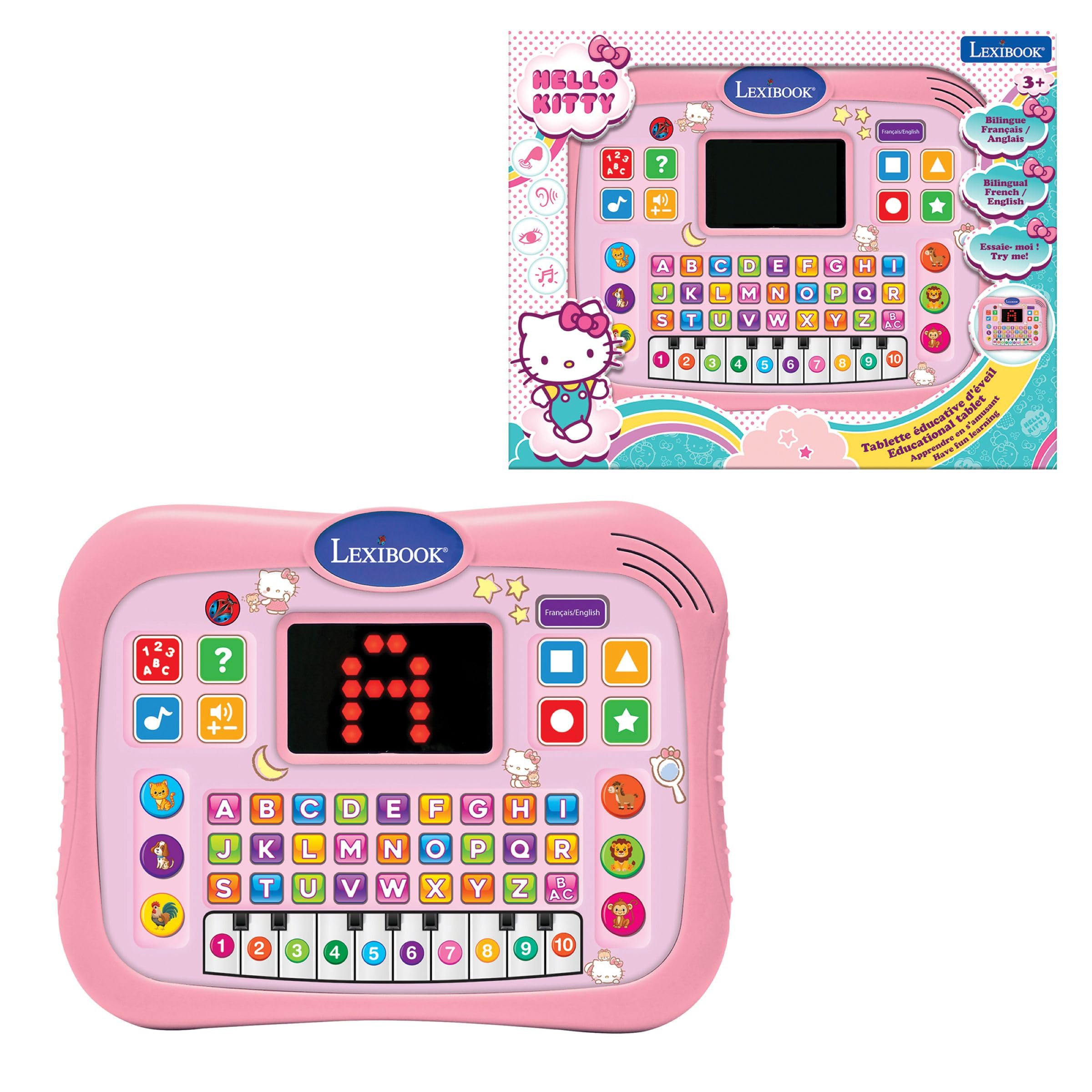 Lexibook, Hello Kitty, Bilingual ABC Talking Educational Tablet Hello Kitty with Touch Buttons and LED Screen, English/French, JCPAD007HKi1