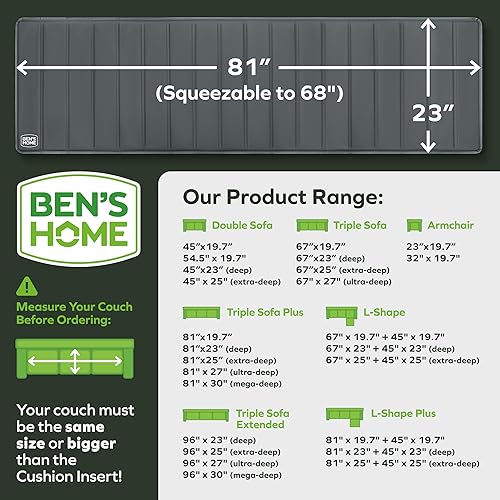 Miniatura 9 de BEN'SHOME Soporte de cojín seccional resistente para asientos caídos  Soporte de sofá antideslizante de madera maciza  81 x 19.7 pulgadas + 45 x