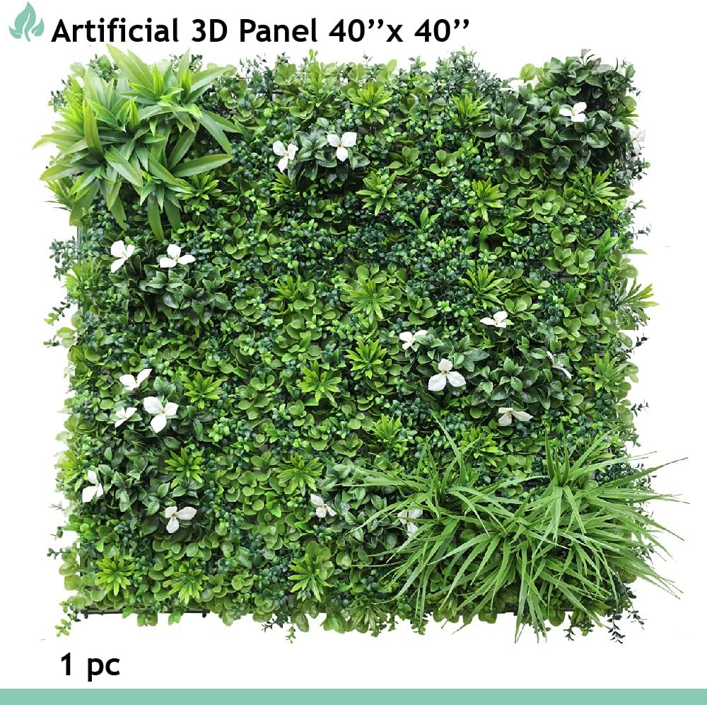 SunnyRoyal 1 Pcs 40"x40" Artificial Boxwood Panels Grass Wall Greenery Backdrop Decor Privacy Hedge Fence Screen for Outdoor Indoor Backyard Garden Decoration, 40"x40" 2 Mixed Leave