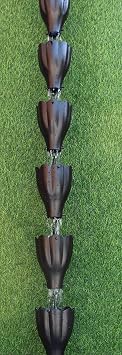 Kam Home XL Scalloped Aluminum Cup Rain Chain 8.5 Feet Black