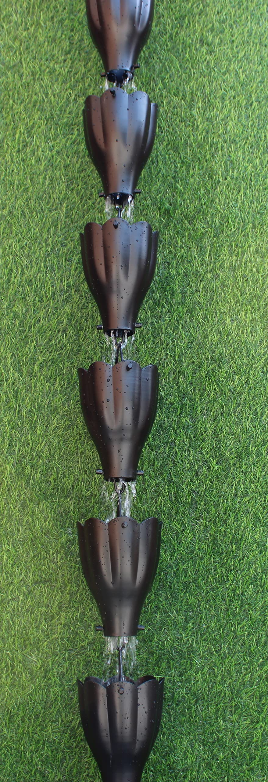 KAM Home XL Scallop Aluminium Cups Rain Chain (8.5Foot) (Black)